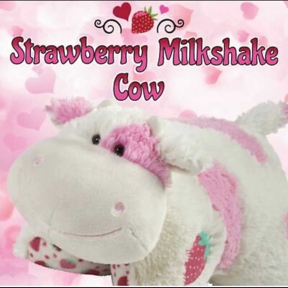 Strawberry milkshake scented pillow pet cow